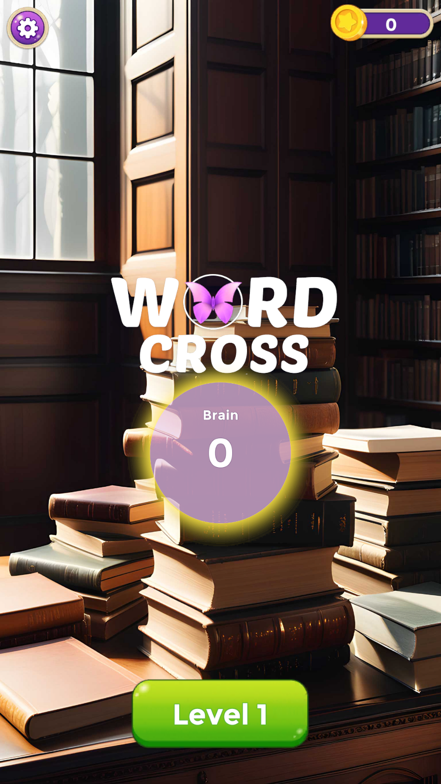Easy Word Cross start screen with a play button and game title