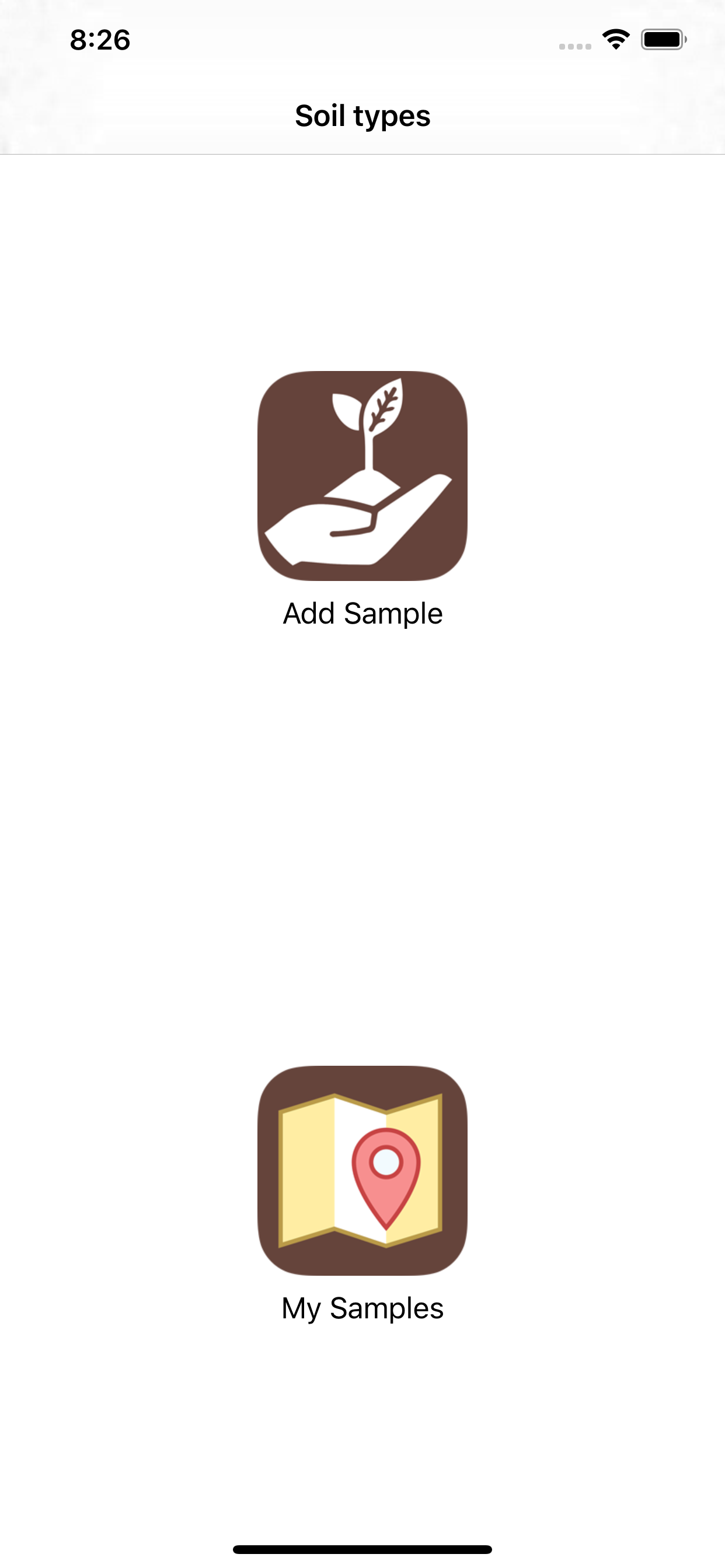 Soil Type start screen for beginning a ribbon test