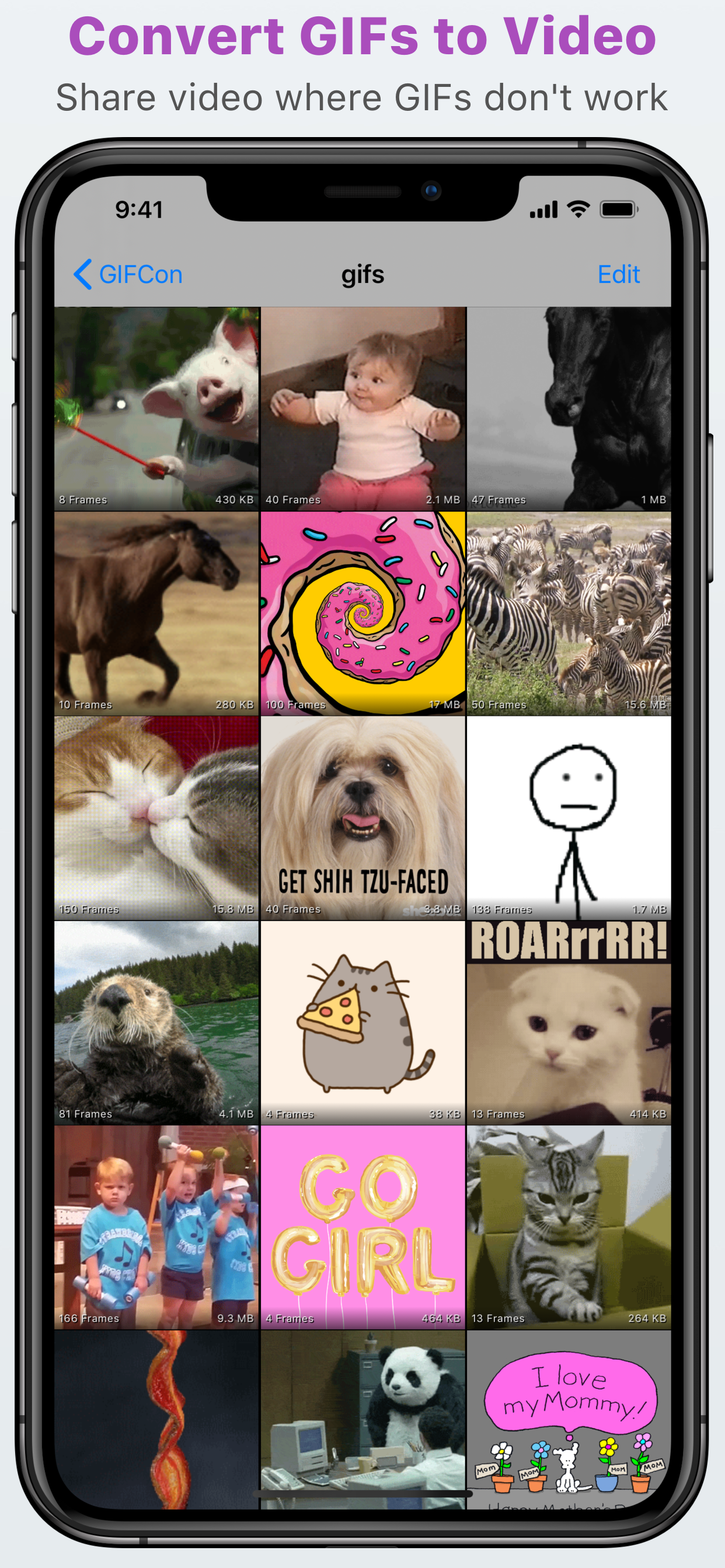 GIFCon convert GIFs to video screen