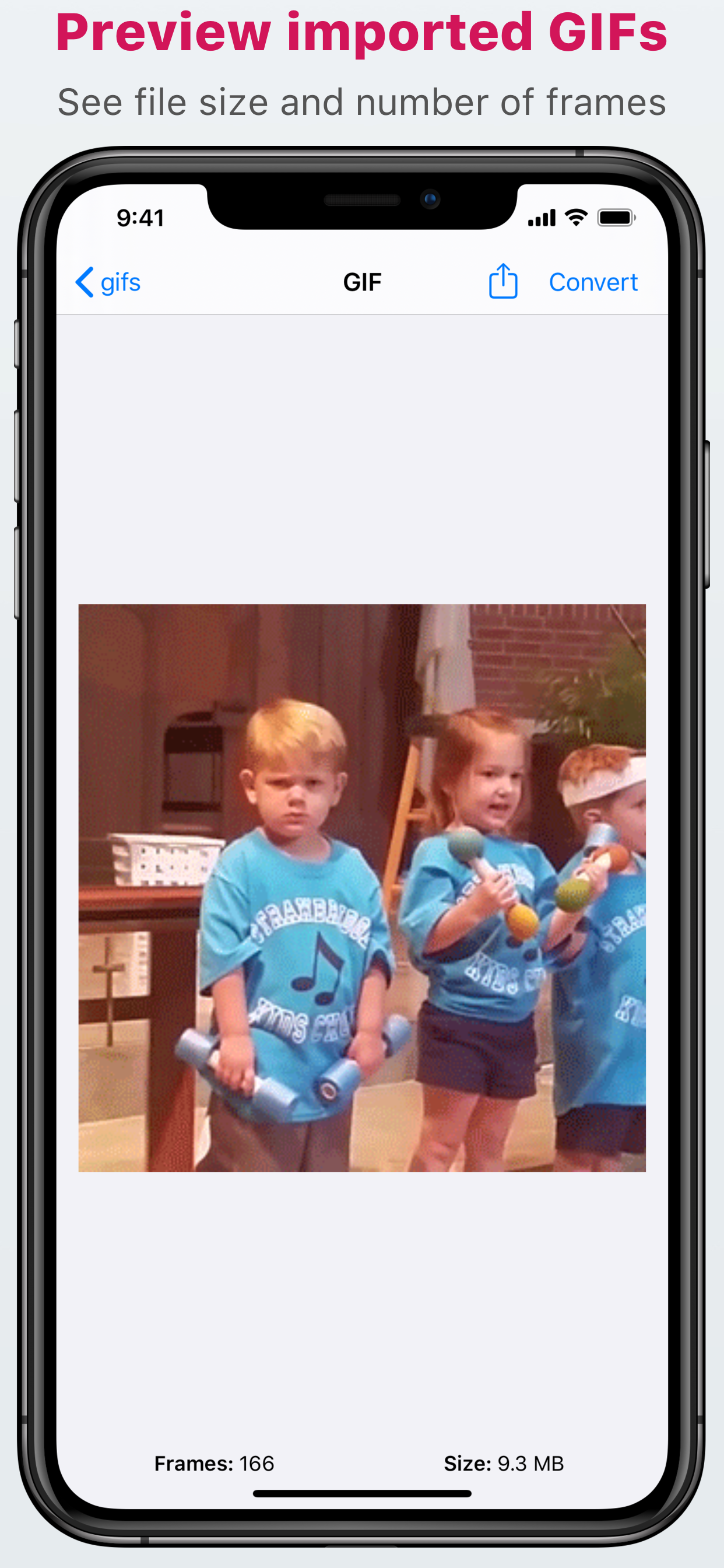 GIFCon imported GIF preview screen