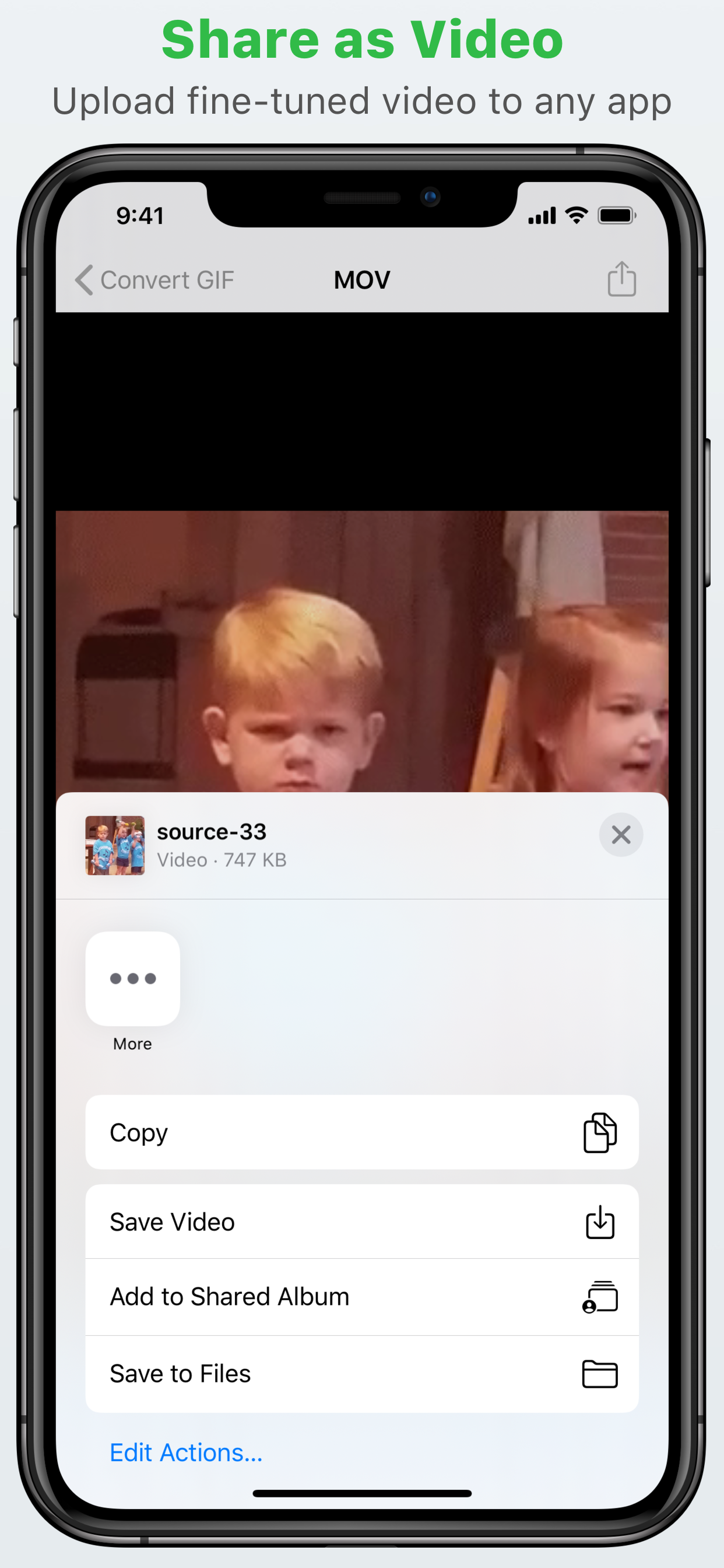 GIFCon share GIFs as video screen