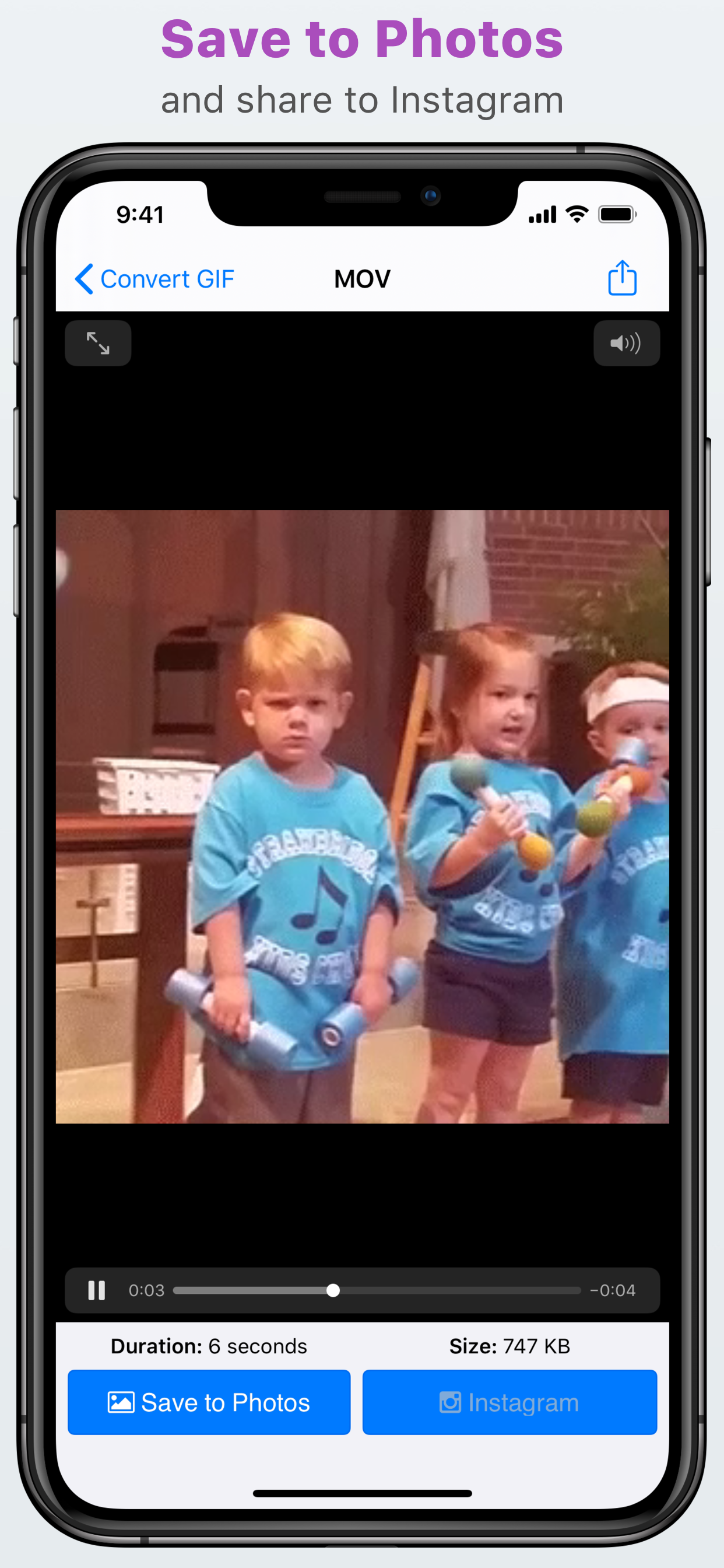 GIFCon save converted video to Instagram workflow