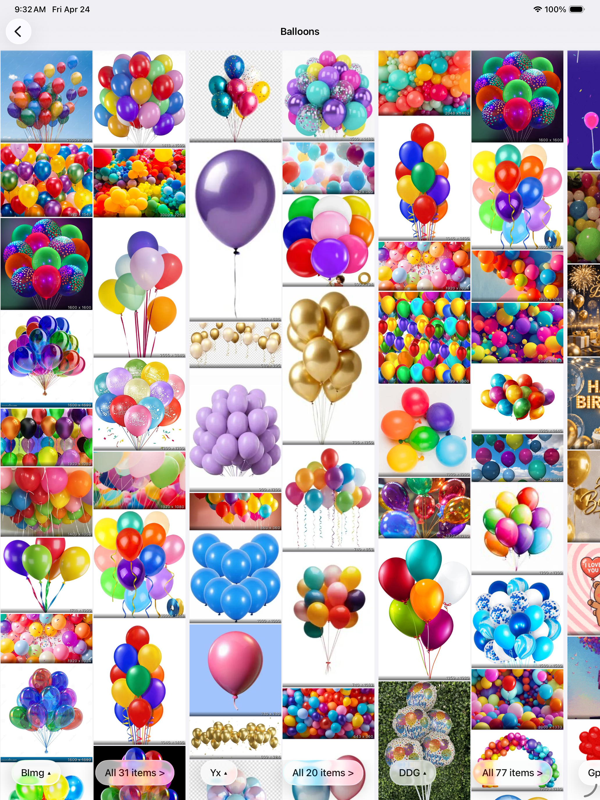 picTrove iPad search results with multiple photo sources